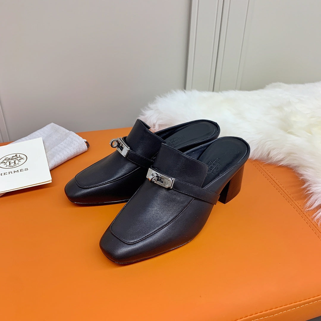 HM Blossom Mule 65mm Black Sheepskin 546303