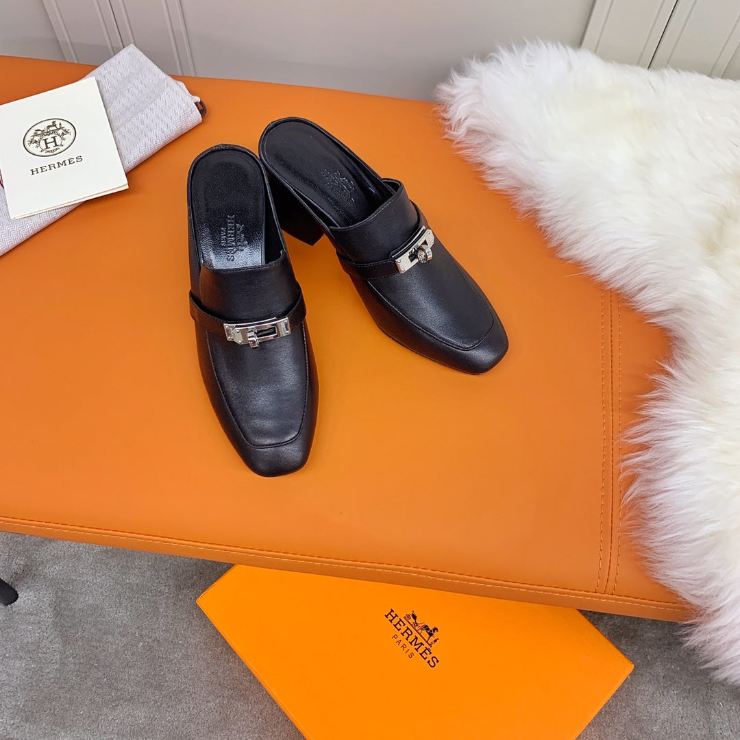 HM Blossom Mule 65mm Black Sheepskin 546303
