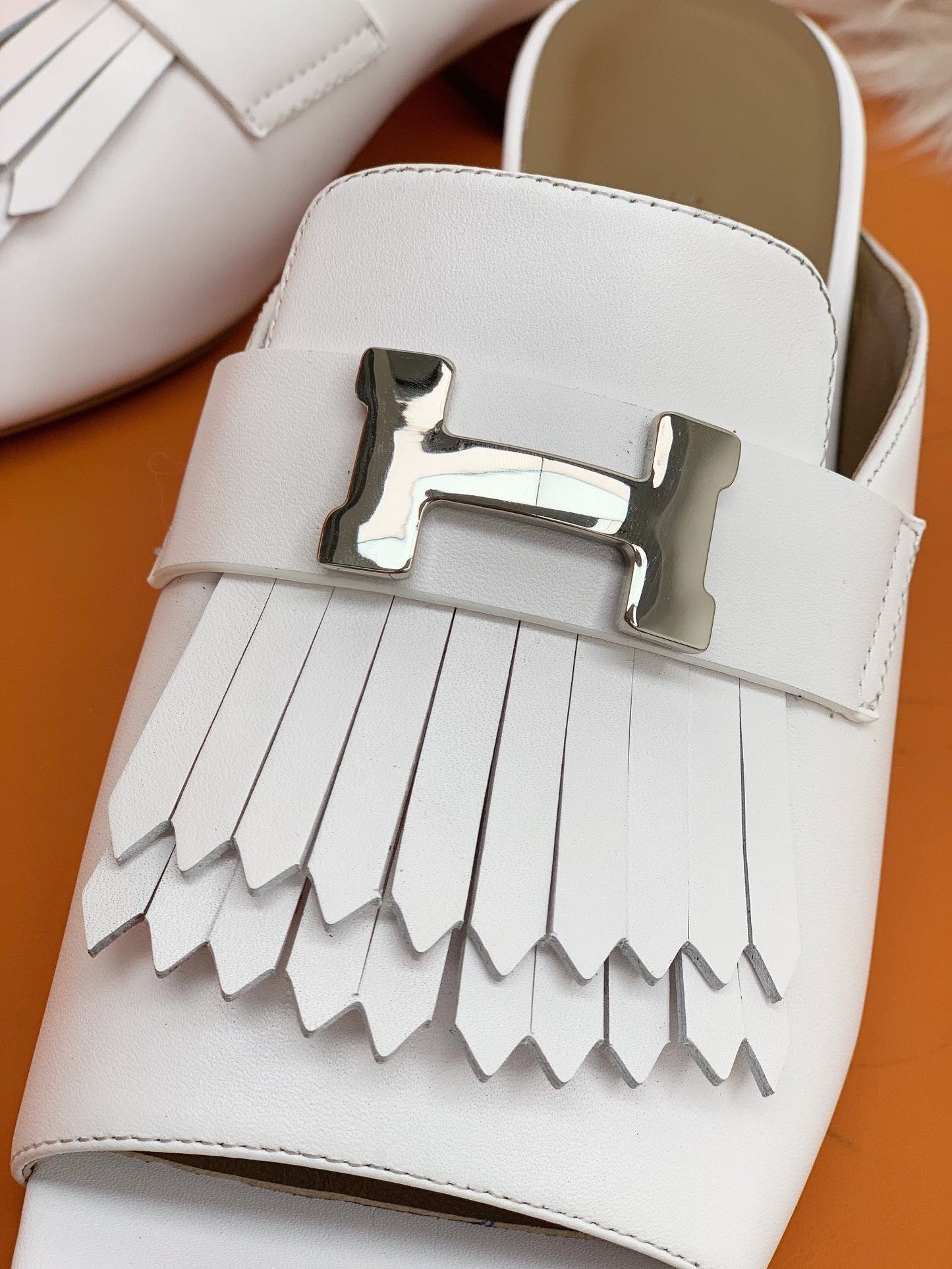 HM Alma Sandals 45mm Brown White Cowhide 546345