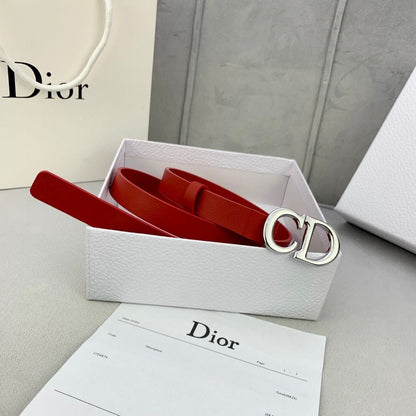 DIOR 25S BELT 20 MM IN RED CALFSKIN WITH SILVER HARDWARE 590777