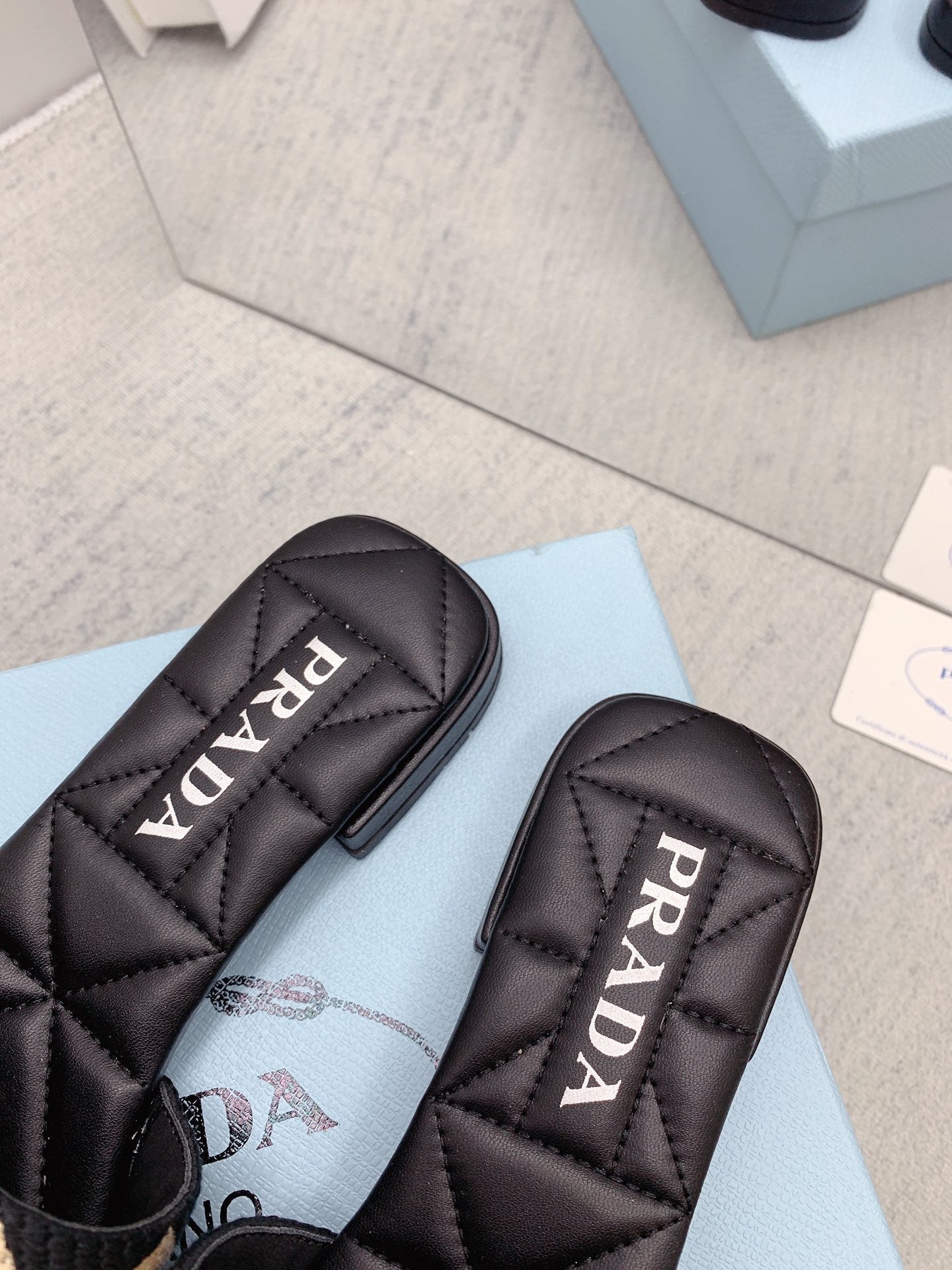 Prada 2026 Slippers Black Beige Sheepskin 731198