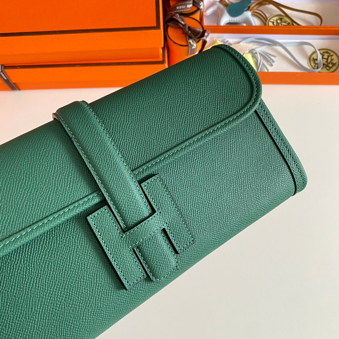 HM Jige Elan 29 Clutch In Forest Green Calfskin (25 days of production)