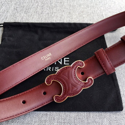 CELINE Medium Cuir Triomphe Belt 25mm Wine Calfskin
