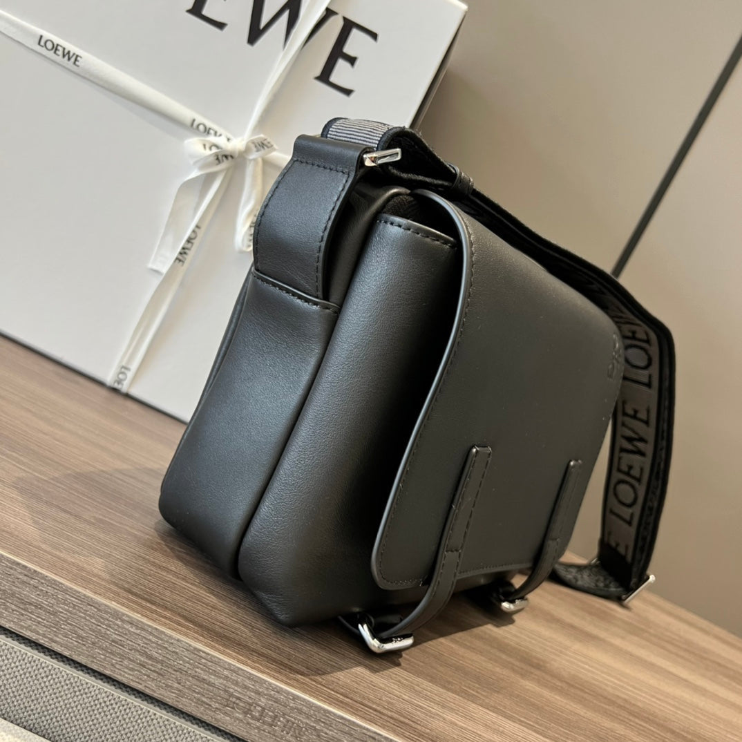 Loewe XS Military Messenger Bag 24.5 Black Cowhide