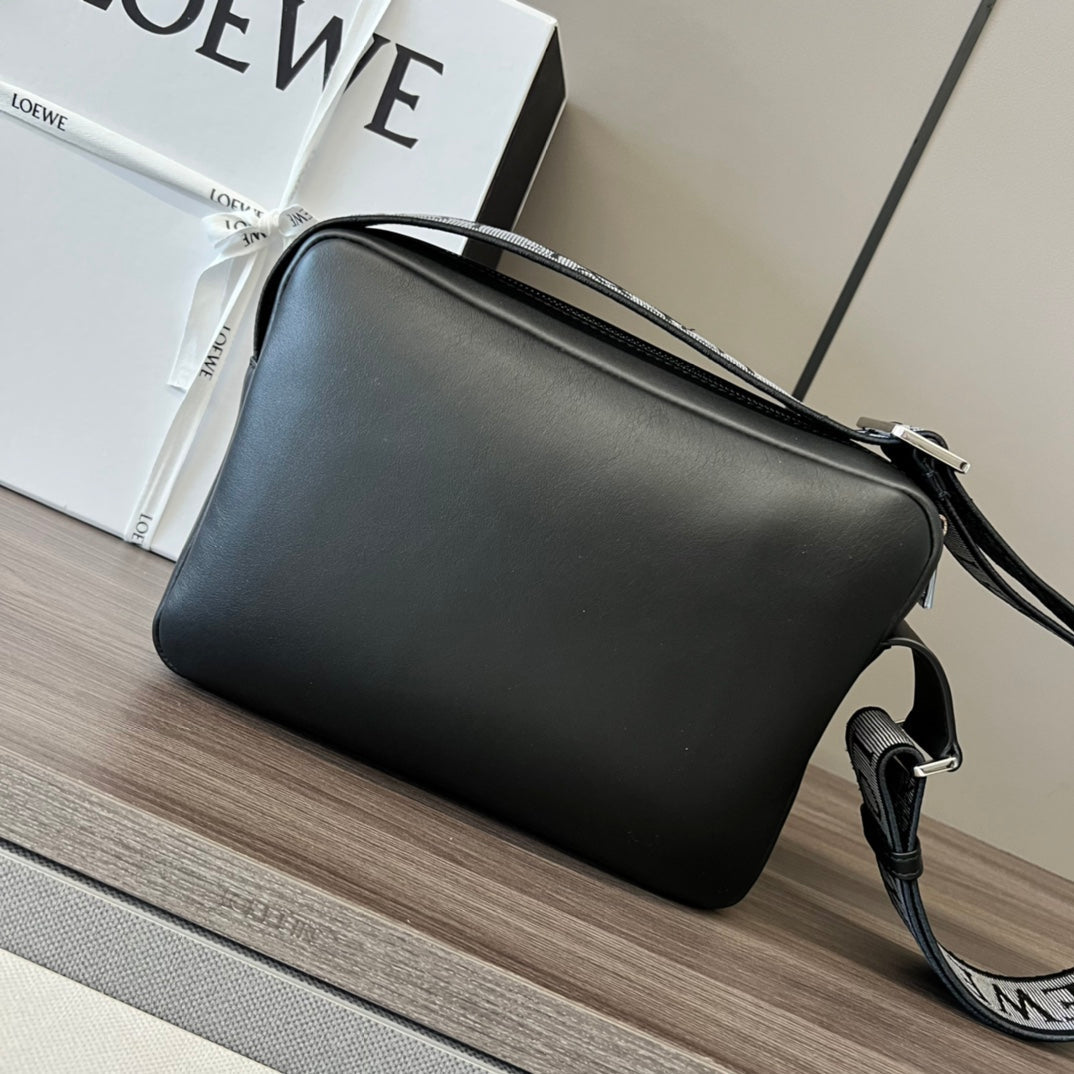 Loewe XS Military Messenger Bag 24.5 Black Cowhide
