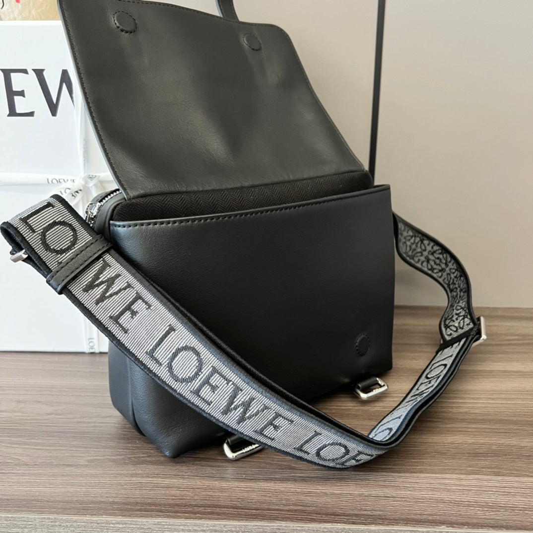 Loewe XS Military Messenger Bag 24.5 Black Cowhide