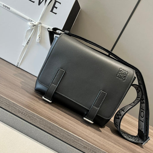 Loewe XS Military Messenger Bag 24.5 Black Cowhide
