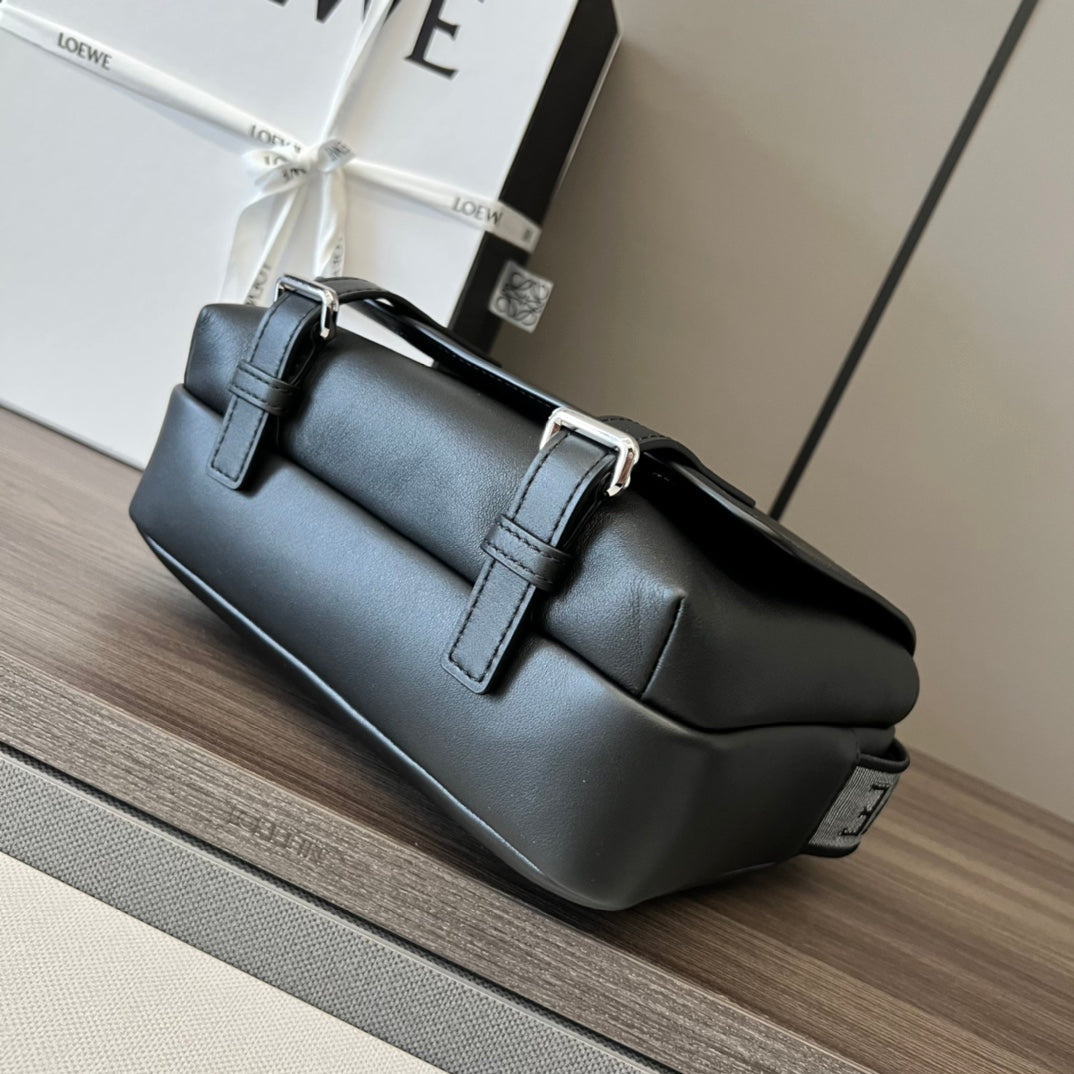 Loewe XS Military Messenger Bag 24.5 Black Cowhide