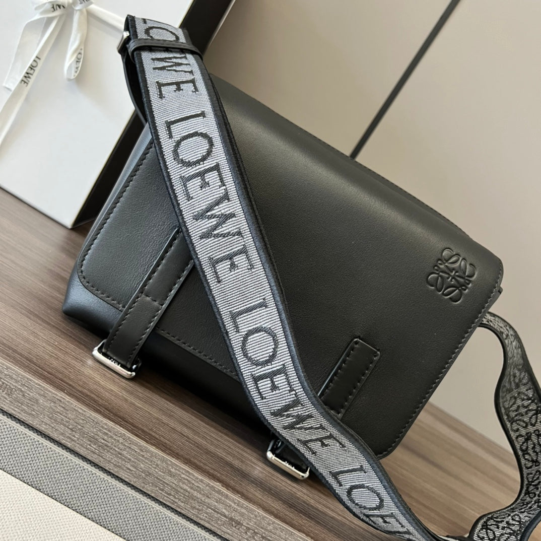 Loewe XS Military Messenger Bag 24.5 Black Cowhide