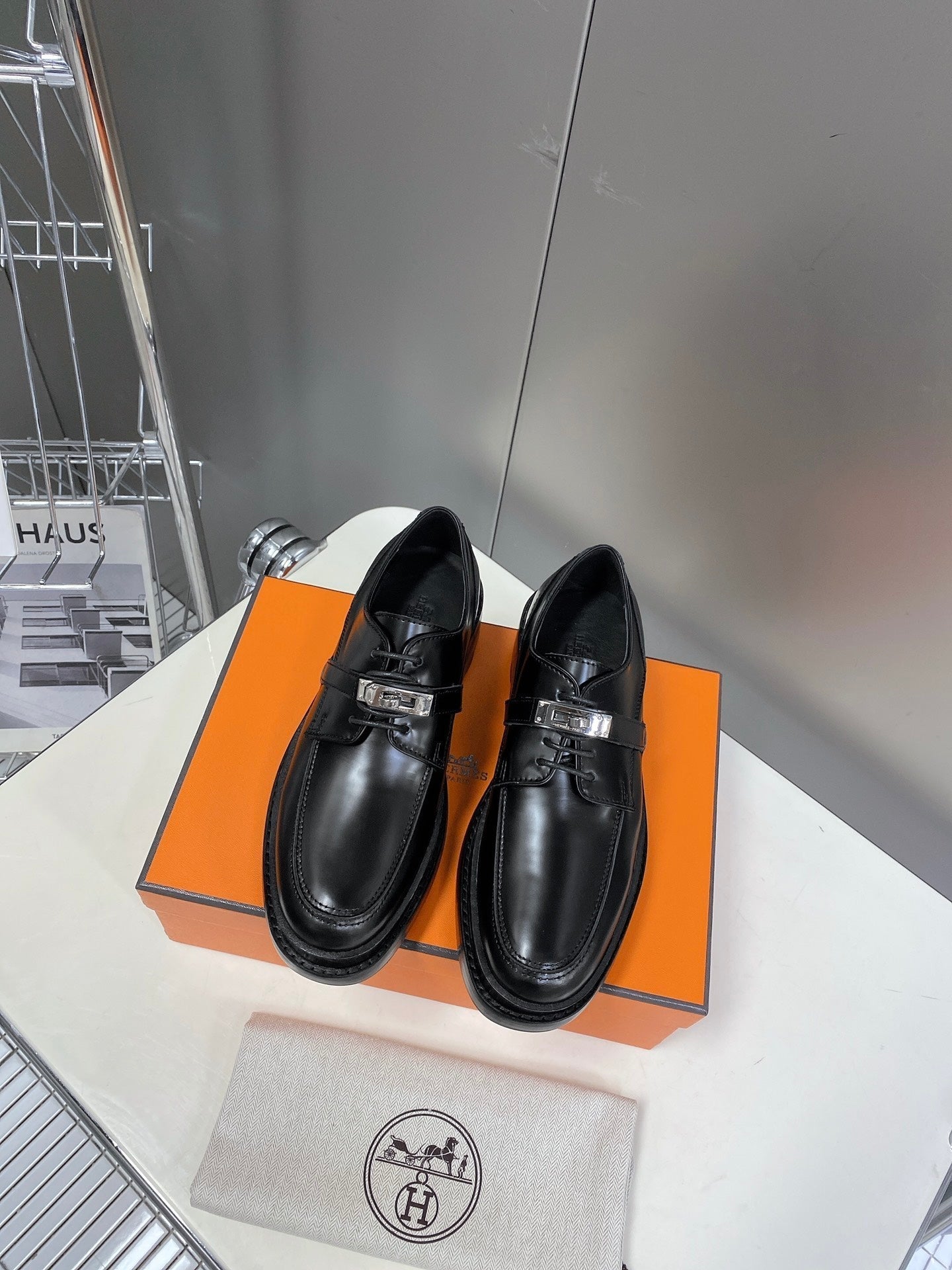 HM 26s Loafer In Black Lambskin With Silver Hardware