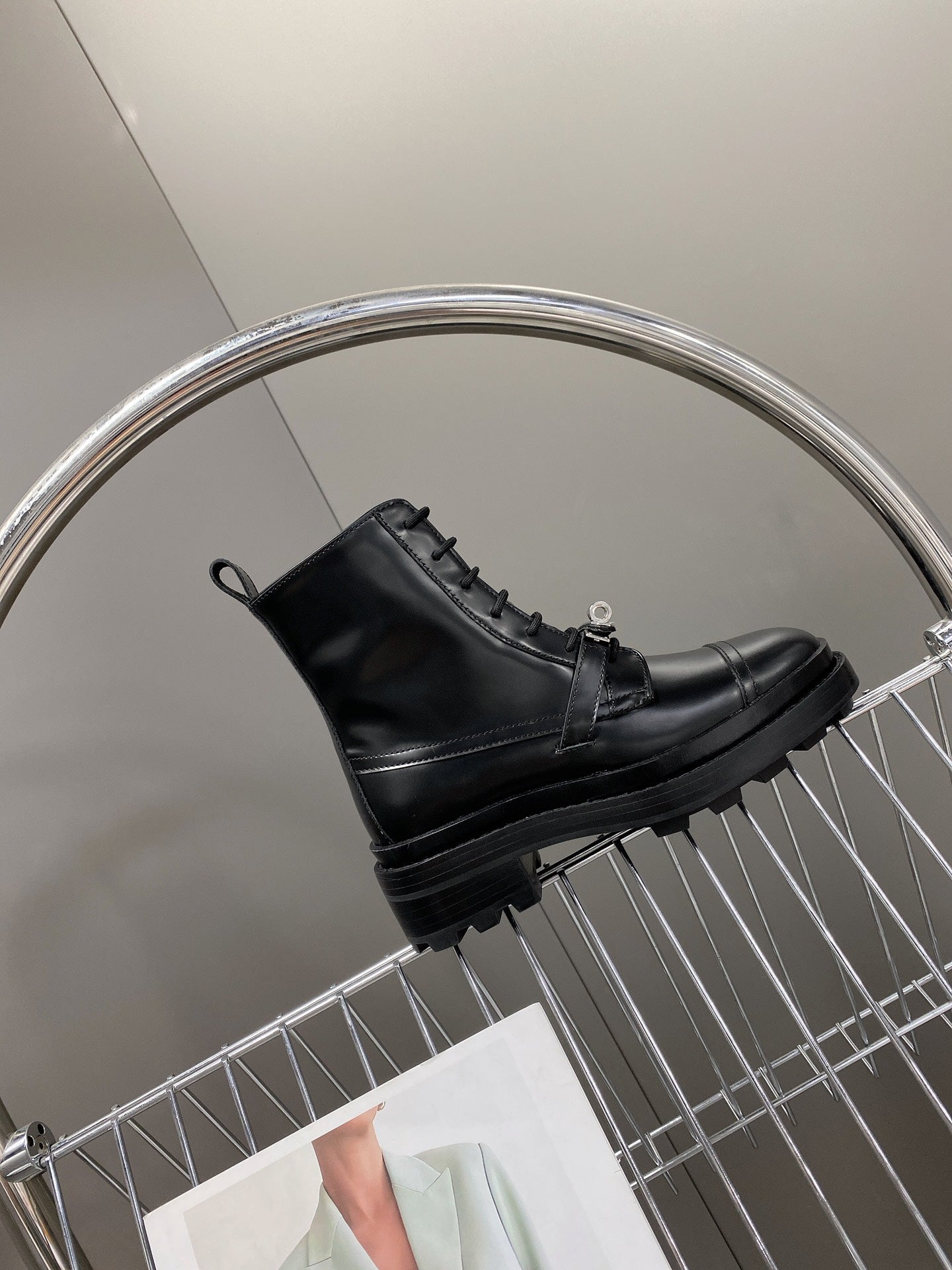 HM 26s Funk Ankle Boot In Black Lambskin With Silver Hardware