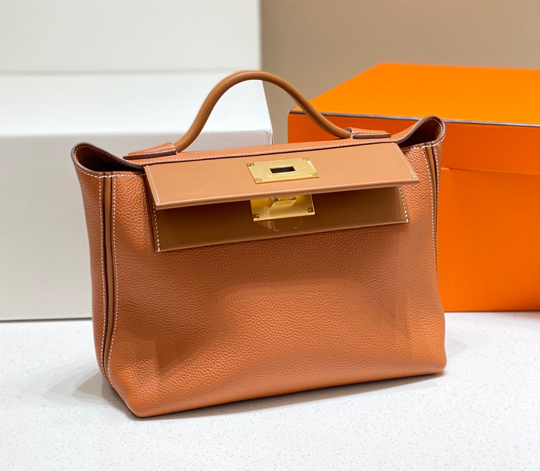HM 26s 24/24 Bag 29cm Tan Brown Togo Leather