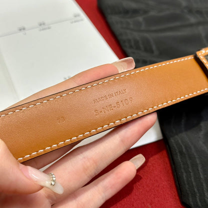 CELINE TRIOMPHE BELT 25MM REVERSIBLE IN DARK BROWN LOGO PRINT AND BROWN CALFSKIN WITH GOLD BUCKLE