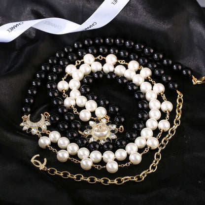 CHANEL 25S CHAIN BELT IN WHITE AND BLACK PEARL 614477