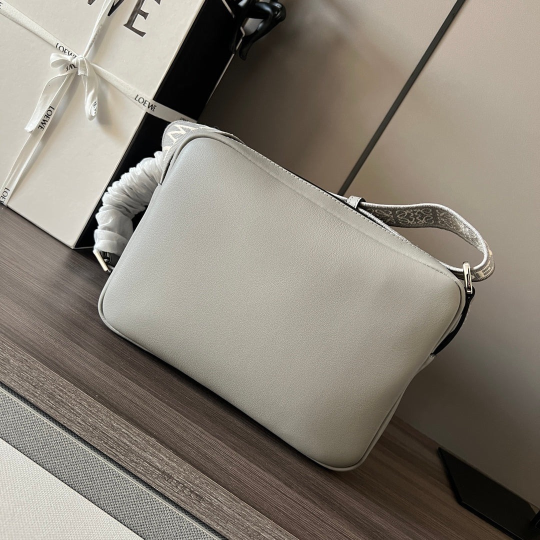 Loewe XS Military Messenger Bag 24.5 Light Grey Cowhide