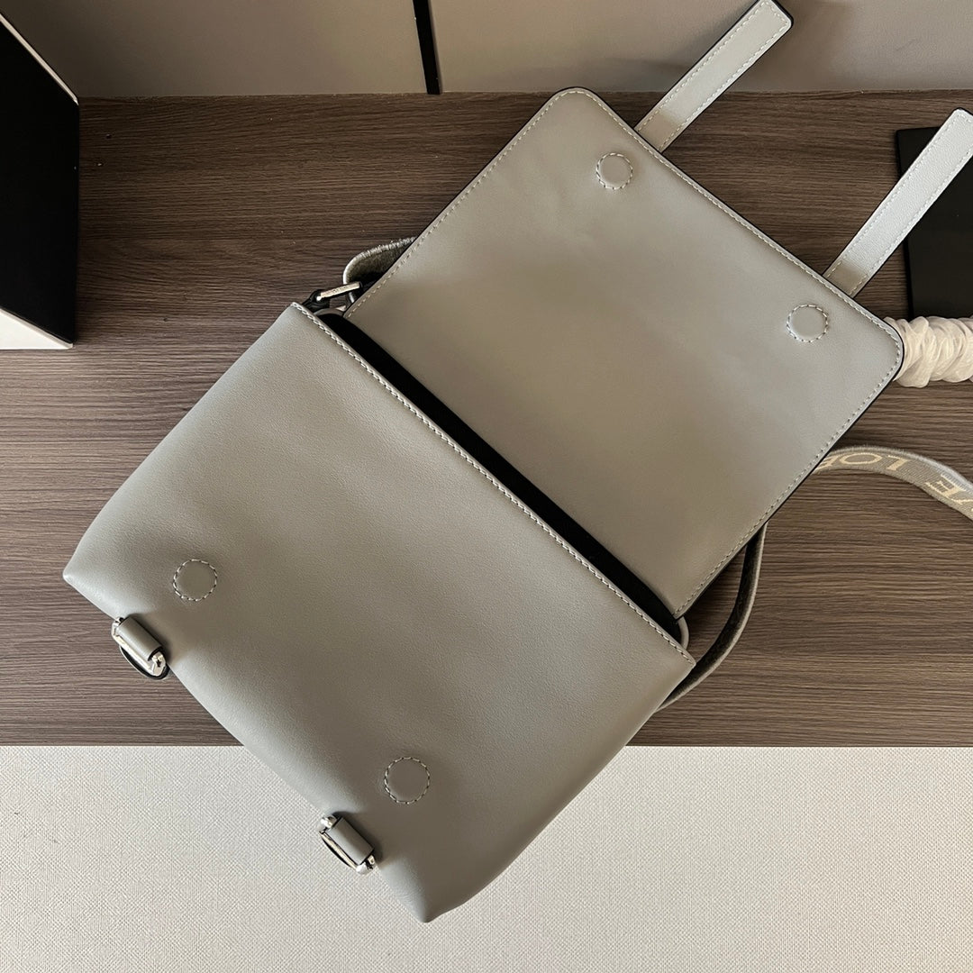 Loewe XS Military Messenger Bag 24.5 Light Grey Cowhide