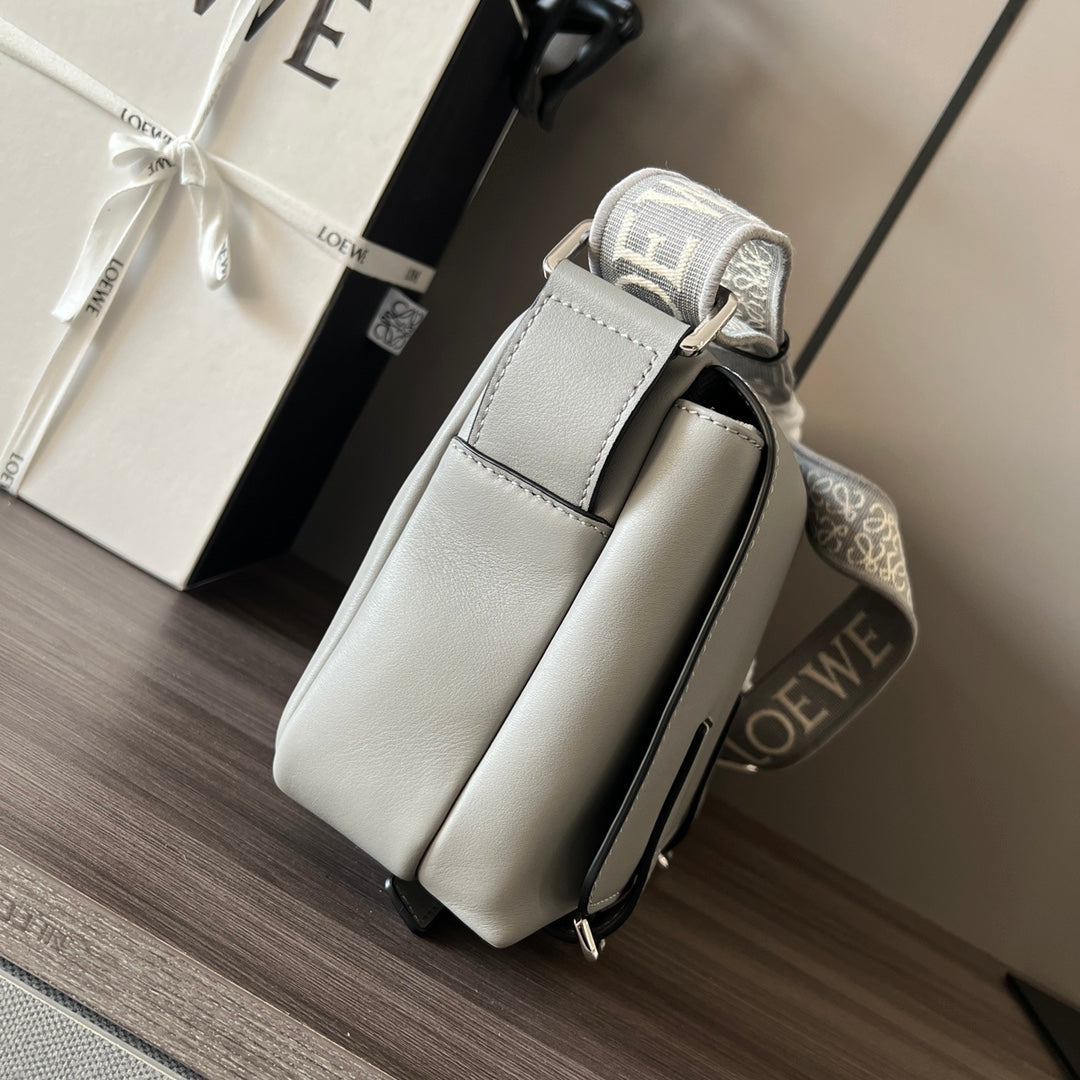Loewe XS Military Messenger Bag 24.5 Light Grey Cowhide