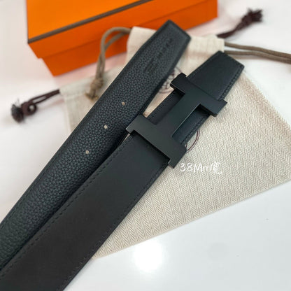 HERMES CONSTANCE BELT BUCKLE & REVERSIBLE  BLACK LEATHER STRAP 38MM