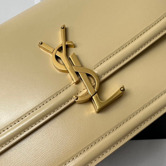 YSL Solferino Small Satchel Bag Beige Gold Calfskin 339420