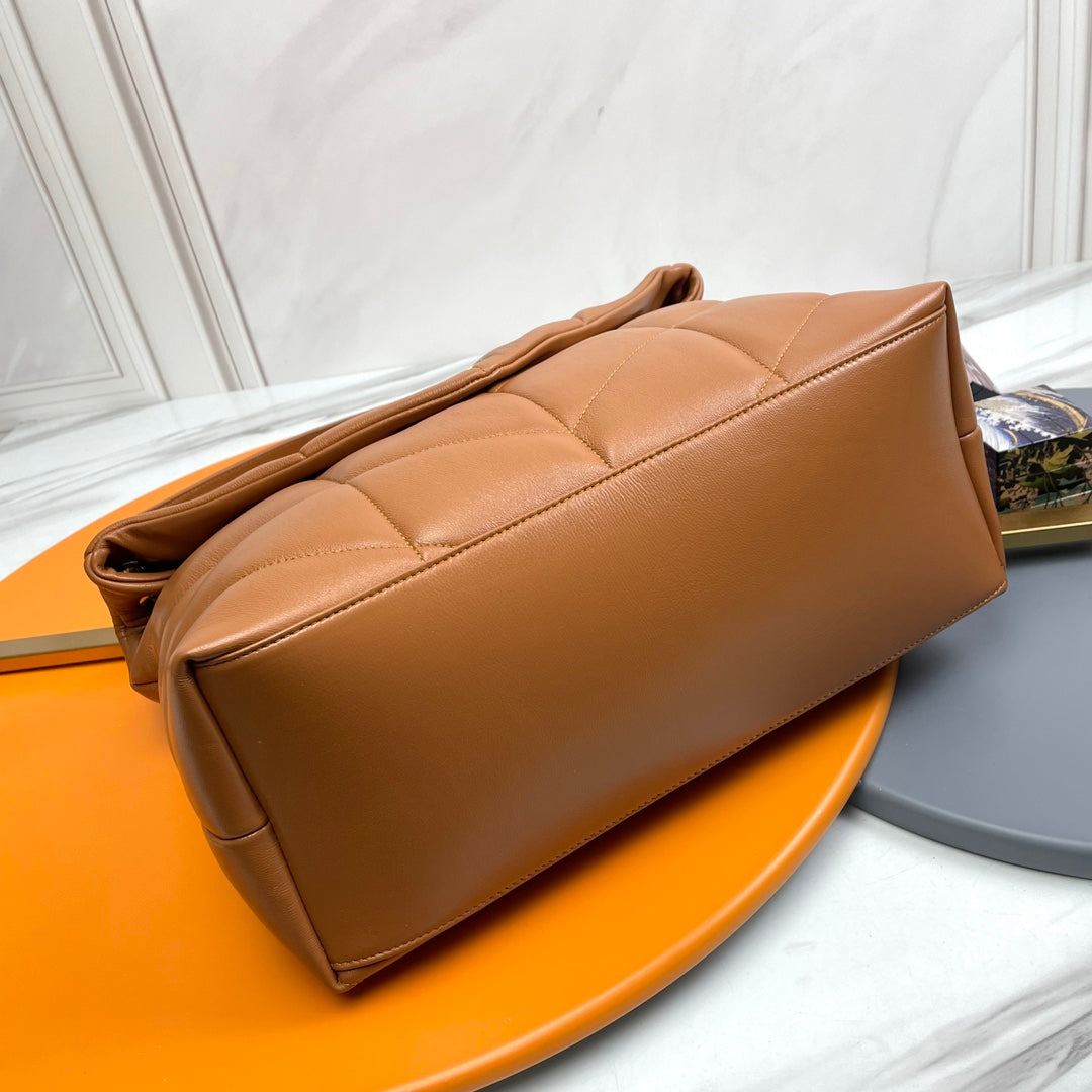 YSL Loulou Puffer Medium Bag 35cm Tan Glossy Leather