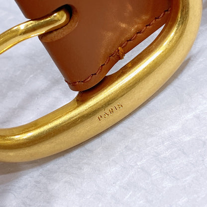 CELINE CL LARGE 35 MM BELT IN BRONZE BROWN CALFSKIN GOLD HARDWARE