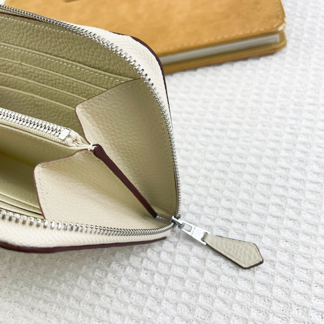 HM Silk'in Classic Wallet 20 Cream Grained Calfskin