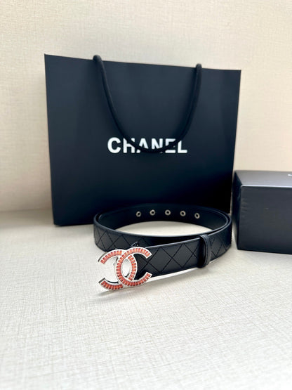 CHANEL 25S BELT 30 MM IN BLACK CALFSKIN 616961