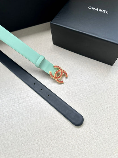 CHANEL 25S BELT 30 MM IN MINT GREEN CALFSKIN 616962
