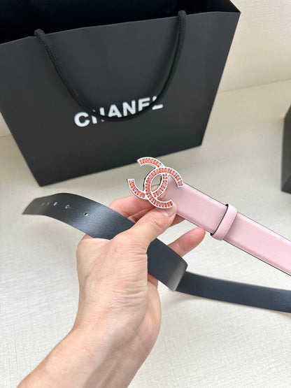 CHANEL 25S BELT 30 MM IN LIGHT PINK CALFSKIN 616971