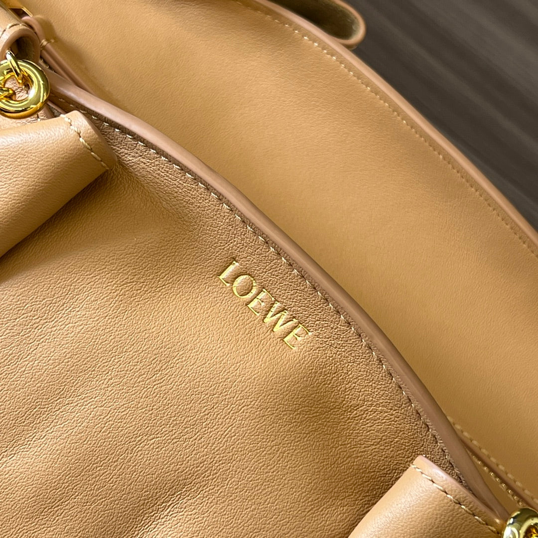 Loewe Small Paseo Chain Shoulder Bag Beige Calfskin