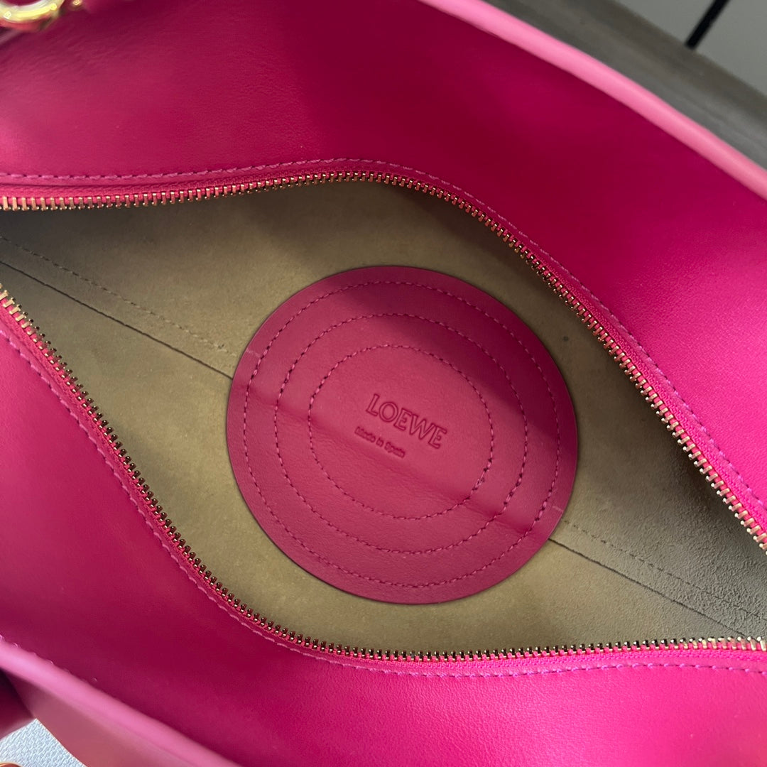 Loewe Small Paseo Chain Shoulder Bag Hot Pink Calfskin