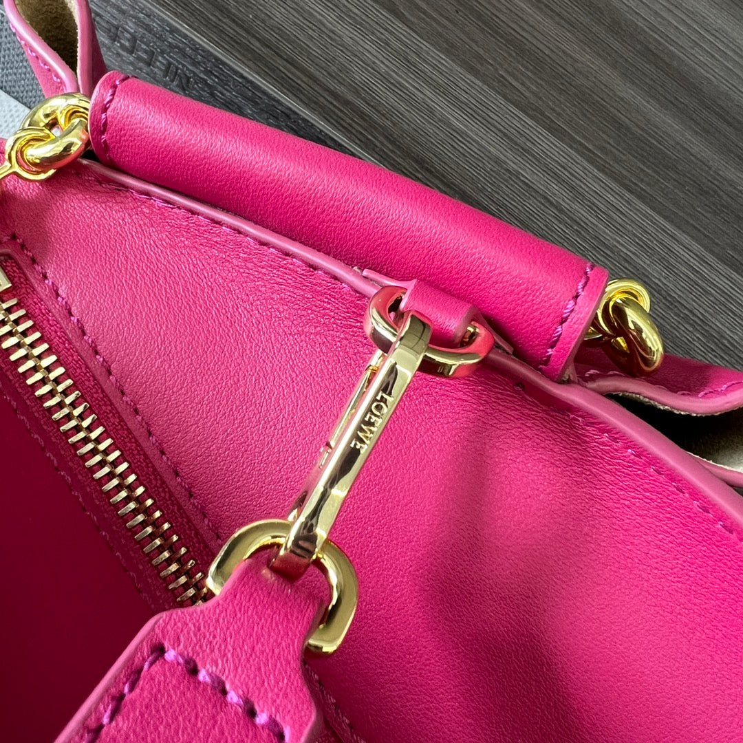 Loewe Small Paseo Chain Shoulder Bag Hot Pink Calfskin