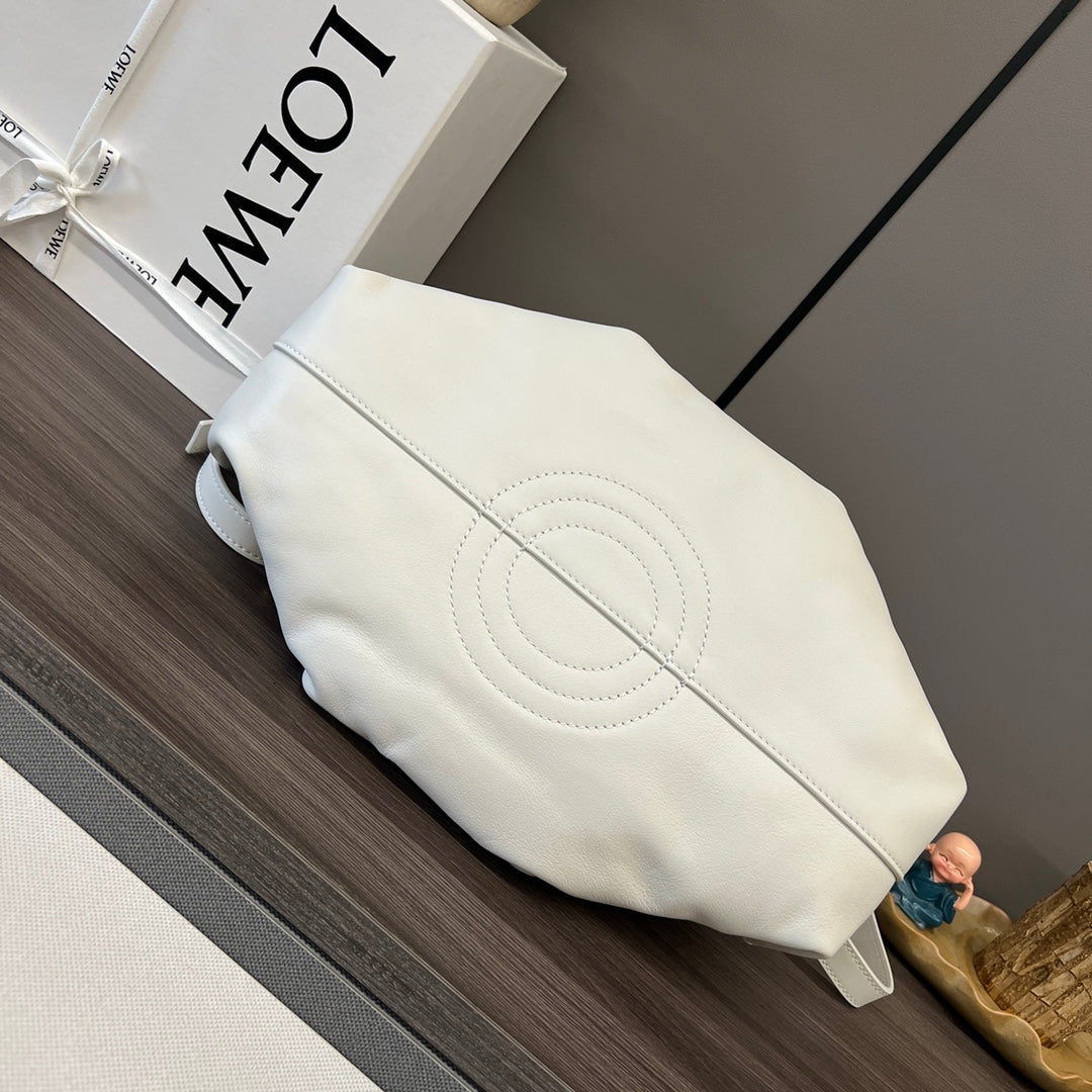 Loewe Small Paseo Chain Shoulder Bag White Calfskin