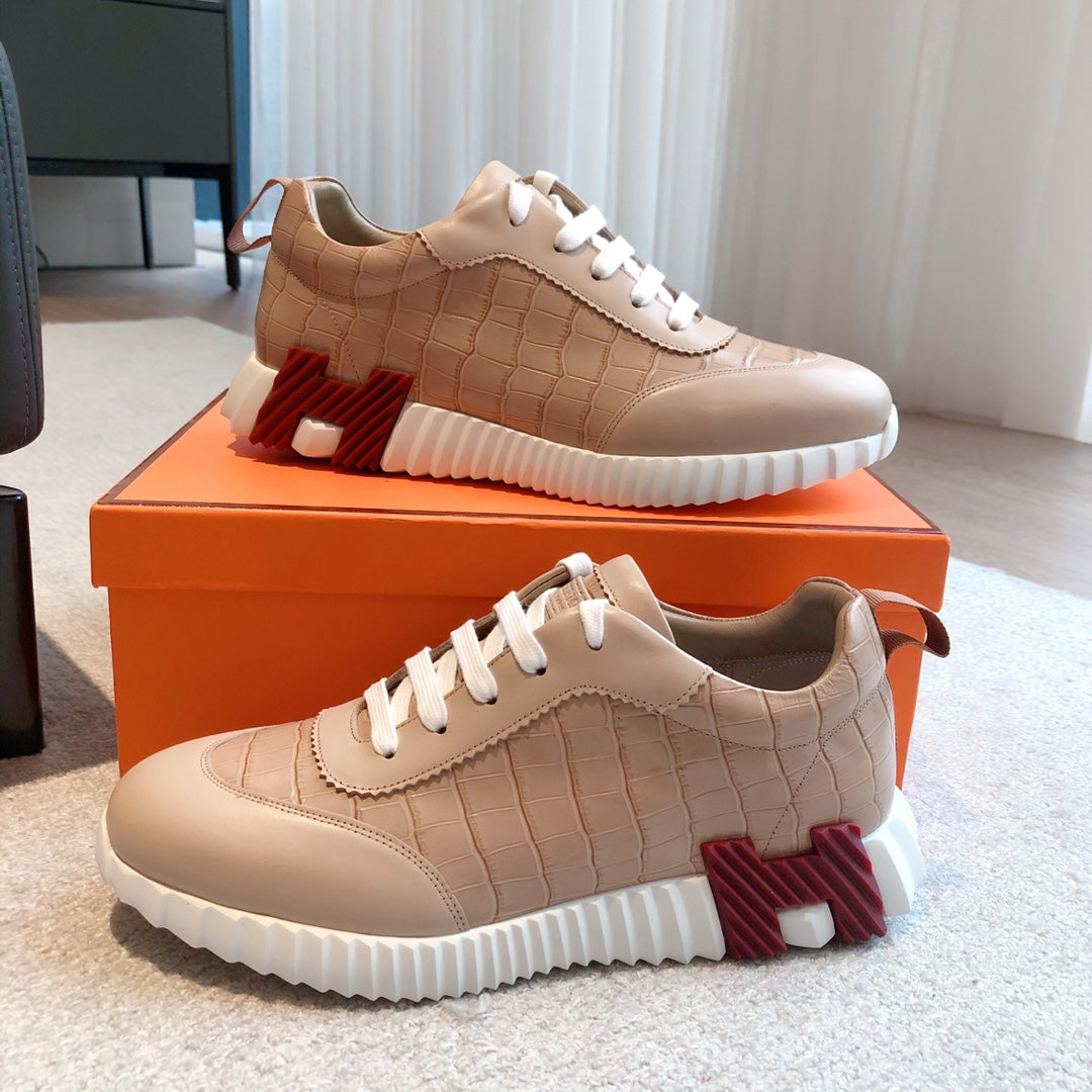 HM Bouncing Sneakers Beige Embossed Sheepskin 705801