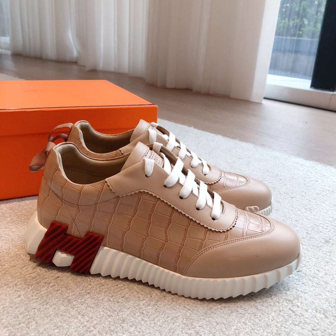 HM Bouncing Sneakers Beige Embossed Sheepskin 705801