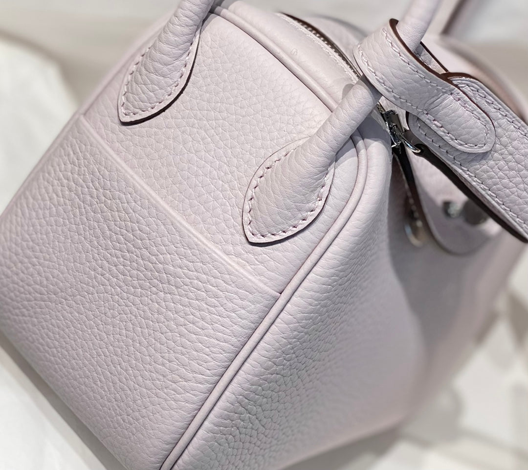 HM Mini Lindy 20cm Light Pink Clemence Leather