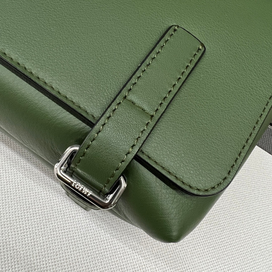 Loewe XS Military Messenger Bag 24.5 Olive Green Cowhide