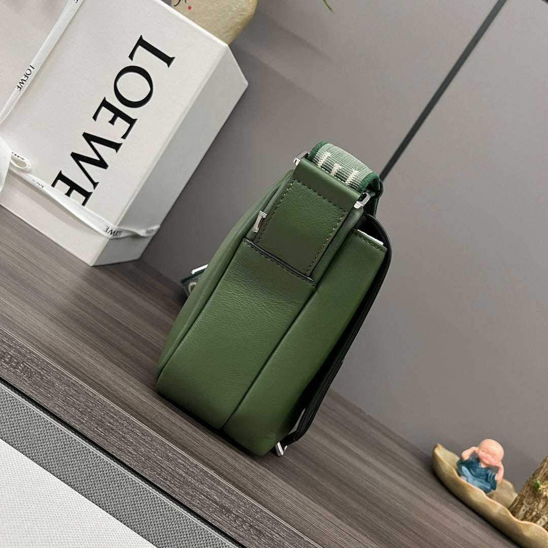 Loewe XS Military Messenger Bag 24.5 Olive Green Cowhide