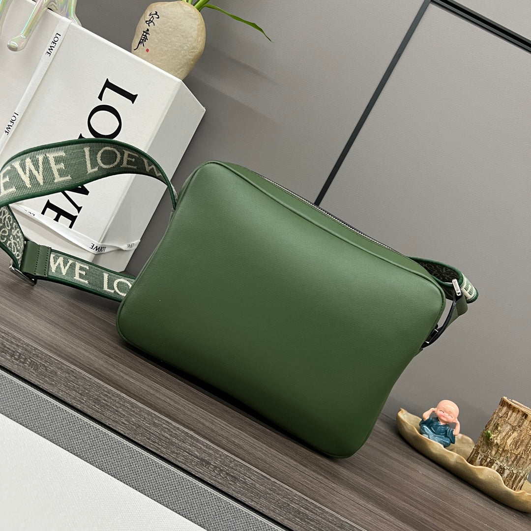Loewe XS Military Messenger Bag 24.5 Olive Green Cowhide