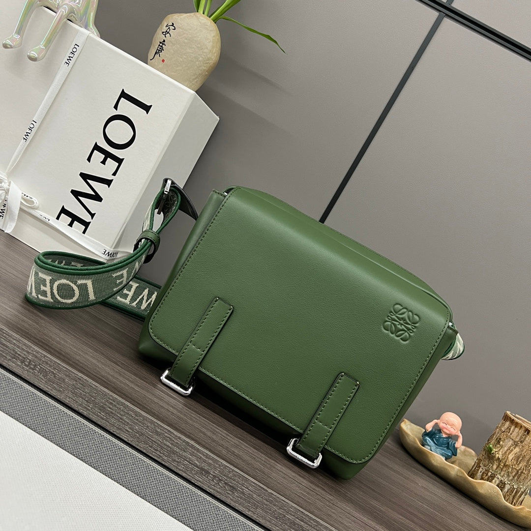 Loewe XS Military Messenger Bag 24.5 Olive Green Cowhide
