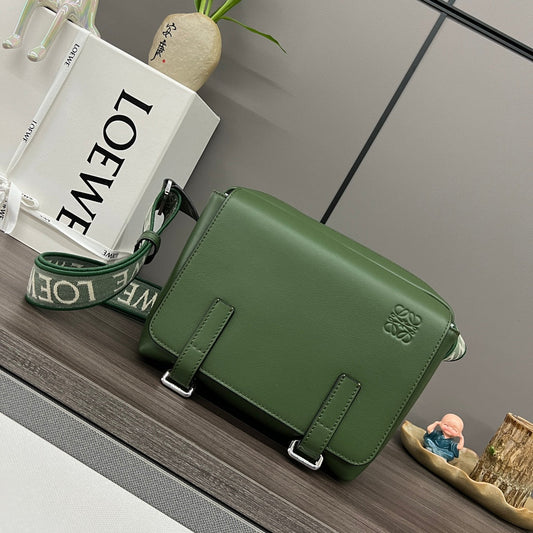 Loewe XS Military Messenger Bag 24.5 Olive Green Cowhide