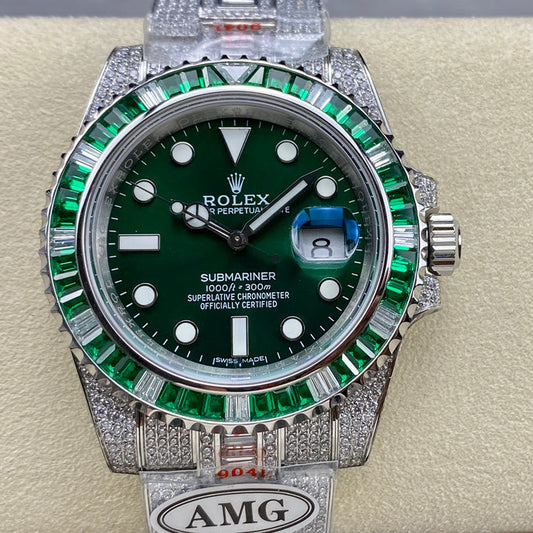 Rolex Submariner Date Green Dial Full Diamond
