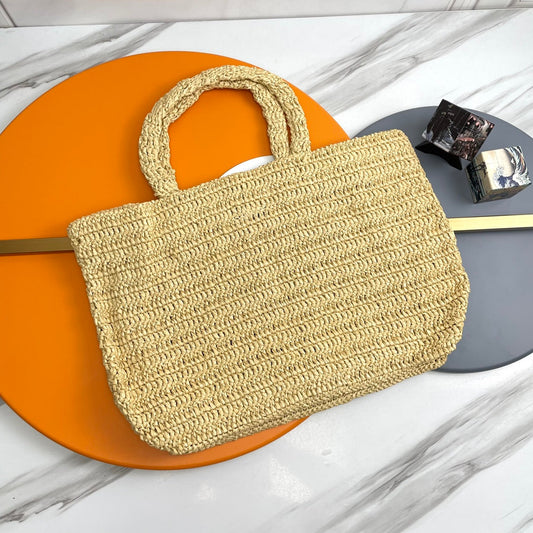 YSL Rive Gauche Tote Bag 38cm Straw Color in Raffia 285698