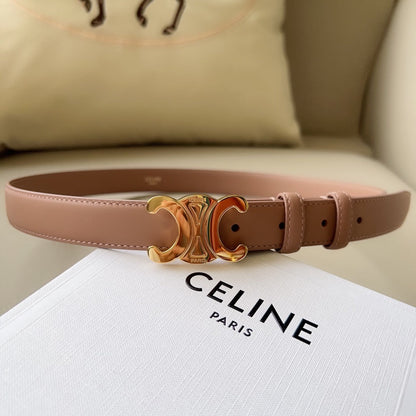 CELINE Medium Triomphe Belt 25mm Flamingo Calfskin Ghw