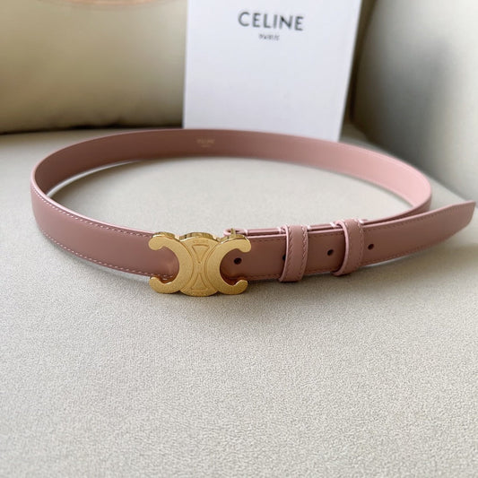 CELINE Medium Triomphe Belt 25mm Pink Calfskin Ghw