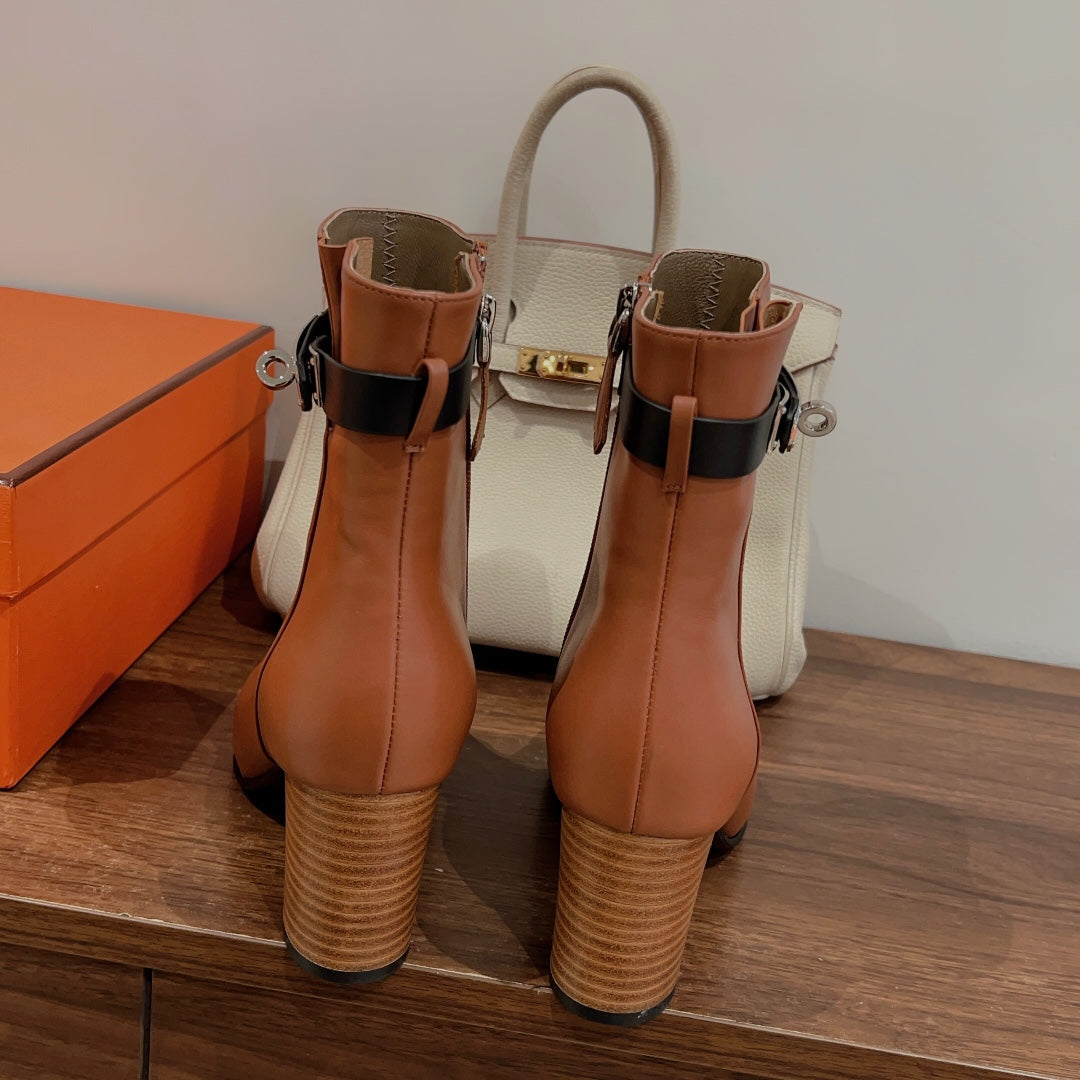 HM Saint Germain Ankle Boot Brown Black Calfskin