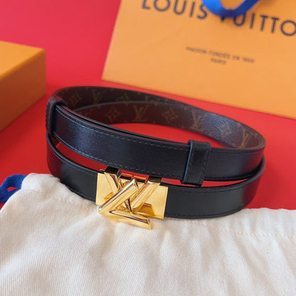 LOUIS VUITTON LV GO-14 20MM BELT IN BLACK CALFSKIN GOLD HARDWARE