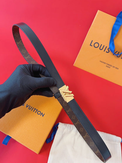 LOUIS VUITTON LV GO-14 20MM BELT IN BLACK CALFSKIN GOLD HARDWARE