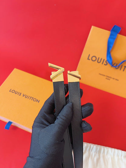 LOUIS VUITTON LV GO-14 20MM BELT IN BLACK CALFSKIN GOLD HARDWARE