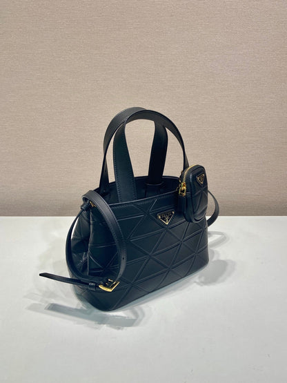 Prada 2026 Quilted Symbole Tote Bag Black Calfskin